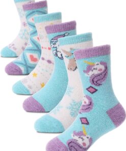 PROETRADE Chaussettes en Laine pour Enfants - Hivers Noël Chaudes Paires pour Filles et Garçons 6 Paires Familiales