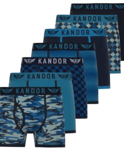 Kandor Mens Boxers - confortstretch coton, hommes, multi-pack 7, sous-vêtements trunks, coloris variés et noirs, sous-vê
