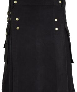 Hamilton Kilts Hommes Écossais 100% Coton Kilt Jupe De Luxe Noir