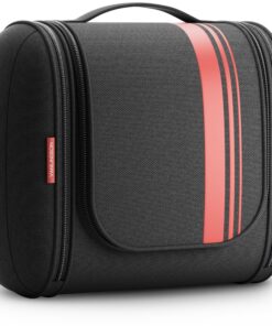 VanLindson Trousse de Toilette Luxery XXL Noir/Rouge - Grande Sac de Voyage Mixte pour Homme et Femme - 8 Litres de Rang