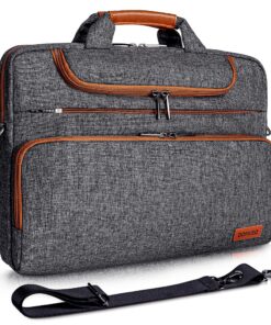 DOMISO Sacoche Ordinateur 17 Pouces Imperméable pour Homme Business - Sac à Bandoulière Portable 17-17.3" compatible Del