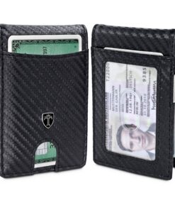 TRAVANDO Portefeuille Sécurisé RFID pour Homme – Porte-Cartes de Crédit à Double Volet Fin avec Pince à Billets – Mini P