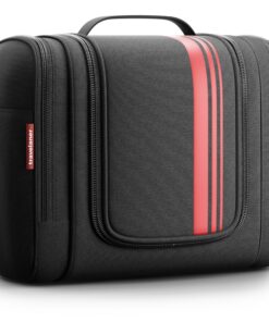 Travelaner XXL Vanity Comfort Homme Femmes Mixte Sac de Toilette Voyage [9 litres de Rangement] Noir/Rouge