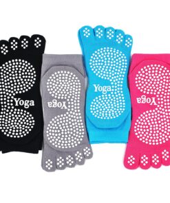 Chaussettes de Yoga PUTUO antiderapantes en coton Femme, chaussettes avec orteils pour Yoga et Pilates, idéales pour la
