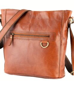 URBAN LEATHER Grands Sacs à Bandoulière en Cuir Pour Femme Vintage Marron, Sac à Main en Cuir pour Femme 27 Cm, Grande B