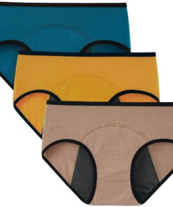 Culottes menstruelles INNERSY Femme Coton Lavables Anti FuiteLot de 3 Usage Jour Journée Hygiène Feminine