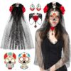 Hifot Serre-tête Mexicain Fleurs pour Femmes à la Fête des Morts et Halloween Prix abordable Accompagné de Tatouages Tem