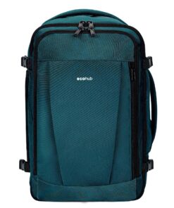 ECOHUB Bagage Cabine Écologique en Pet Recyclé pour Homme Femme Bleu Vert Global Recycled Standard