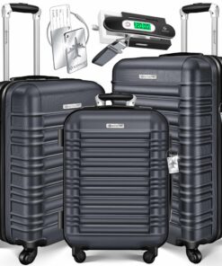KESSER Set de 3 valises à Coque Dure pour Voyageurs, Trolley Valise avec Balance et Serrure, Valise à Roulons, Poignée T