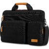 DOMISO Sac à Ordinateur Portable 17,3 Pouces Noir+Marron - Résistant à l'Eau & Anti-Choc - Idéal pour Professionnels - D