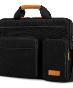 DOMISO Sac à Ordinateur Portable 17,3 Pouces Noir+Marron - Résistant à l'Eau & Anti-Choc - Idéal pour Professionnels - D