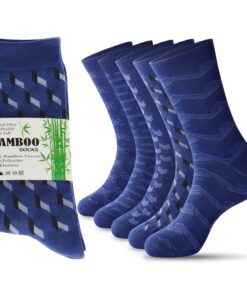 Jeasona Lot de 5 Paires de Chaussettes en Bambou Anti-Transpiration pour Homme Business - Taille 43-46 - Bleu