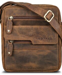 ROYALZ Échelle Élégante Écharpe en Leather pour Hommes Vintagé Sac à Dos Modern Sac à Main Homme Oregon Leder