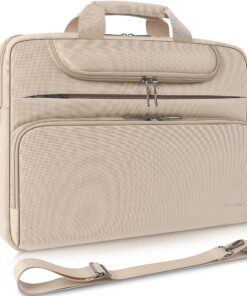 DOMISO Sac à Ordinateur 17 Pouces Résistant à l'Eau Homme Femme pour Business Beige