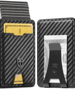 Swype Aluminium Porte-Carte Hommeavec Blocage RFID - Porte-Clef en Fibre de Carbone pour Homme - Idée Cadeau Homme