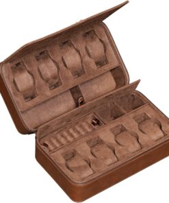 ROTHWELL Étui de voyage multifonction pour 8 montres, lunettes, bagues et boutons de manchette - Rangement pratique pour