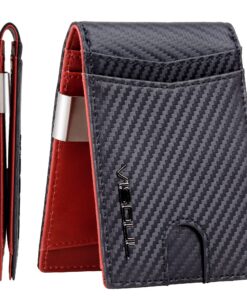 VISOUL Portefeuille à Pince à Billets en Cuir Véritable pour Homme avec Blocage RFID, Portefeuille Mince pour Homme, Sac