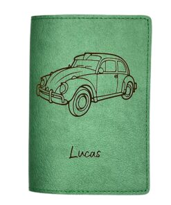 Voopies Porte Carte Grise Personnalisé, Étui Made in France, Protection Carte Grise Cuir (Vert) Voopies Porte Carte Gr