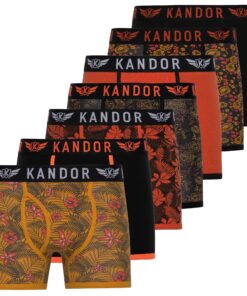 Kandor Mens Boxers Populaire en Amérique – Boxer Shorts Comfortables en Coton Étendu pour Hommes, Multipack de 7, Pantal