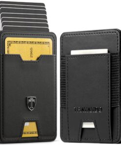 TRAVANDO Porte Carte Homme Sécurisé avec RFID Blocage - Portefeuille Ultra-Fin en Aluminium et Cuir - Petit Portemonnaie