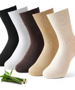 Jeasona Lot de 5 paires de chaussettes en bambou pour femmes - Chaussées montantes - Idéales pourle jogging et le yoga -