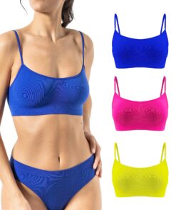 Soutien-gorge Risalti sans armatures élastique pour femme, 3 pièces, microfibre, brassière top, sous-vêtements italiens
